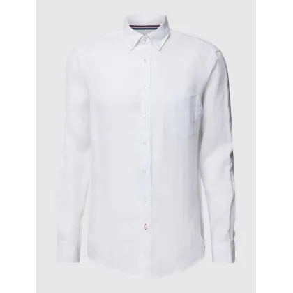Zdjęcie Koszula lniana o kroju regular fit z kołnierzykiem typu button down