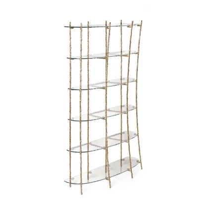 Picture Brown bookcase in brass and glass - Ginger & Jagger