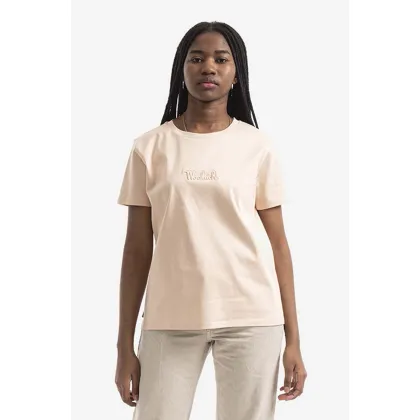Zdjęcie Woolrich t-shirt bawełniany Logo T-shirt kolor pomarańczowy CFWWTE0056FRUT297 CFWWTE0056FRUT2979-8041