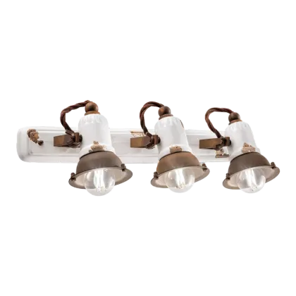 Zdjęcie Wyjątkowa włoska lampa ścienna Loft z trzema światłami w stylu retro