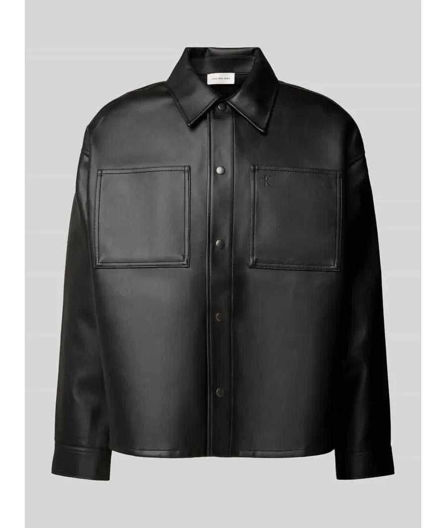 obrazek 1 Koszula casualowa o kroju oversized z imitacji skóry