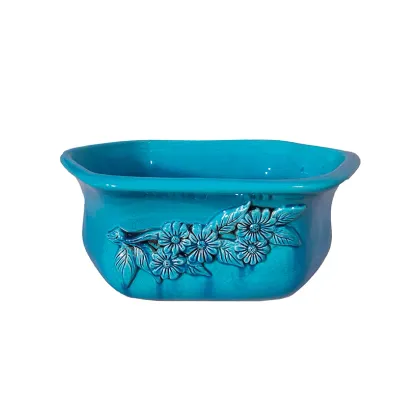 Picture Stylish Italian ceramic bowl with floral relief