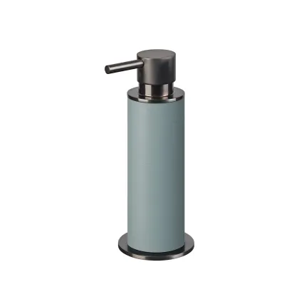 Picture Stylish light blue dispenser with dimensions Ø7xH19 cm with an elegant graphite finish