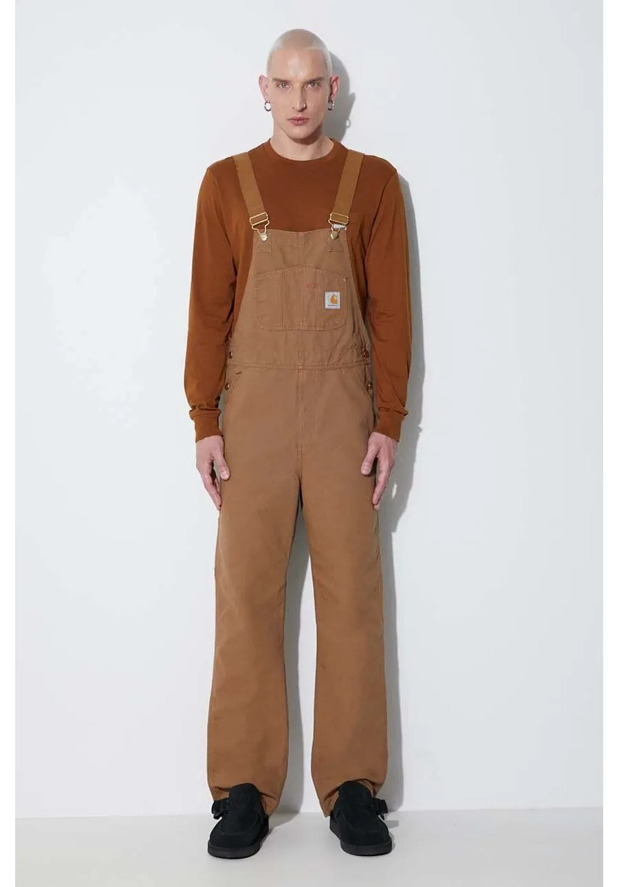 obrazek 1 Carhartt WIP ogrodniczki jeansowe kolor brązowy I026462-HAMILTONBR