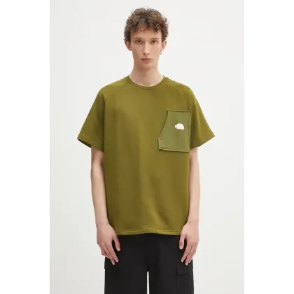 Zdjęcie The North Face t-shirt Terry Relaxed męski kolor zielony z aplikacją NF0A8C28PIB1