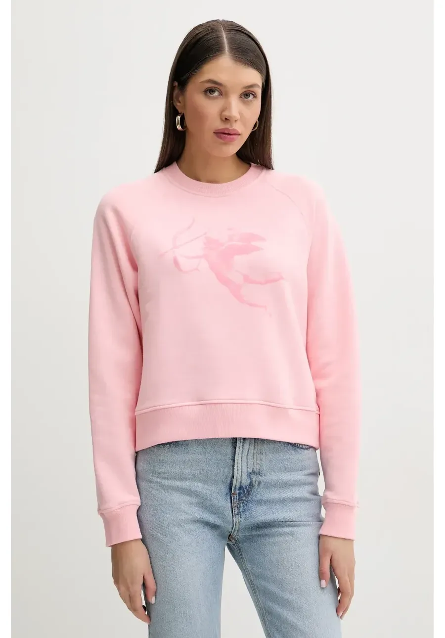 obrazek 1 Fiorucci bluza bawełniana Cupid Print Slim Fit Sweatshirt damska kolor różowy z nadrukiem W02SPSCR327CJ01PN02