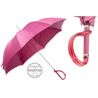 Zdjęcie Stylowy różowy parasol damski zdobiony kryształkami Swarovskiego – Pasotti