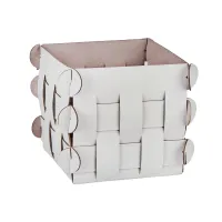Picture Beautiful small leather basket Shlesser 13x13xH13 cm in pearl color