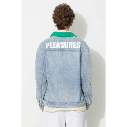 Zdjęcie PLEASURES kurtka Fried Trucker Jacket męska kolor zielony przejściowa P23SP004-GREEN