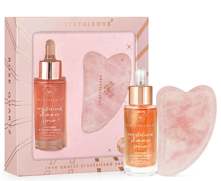 obrazek 1 Crystallove serum do twarzy z Kwarcem Różowym + Płytka do Masażu Gua Sha 30 ml