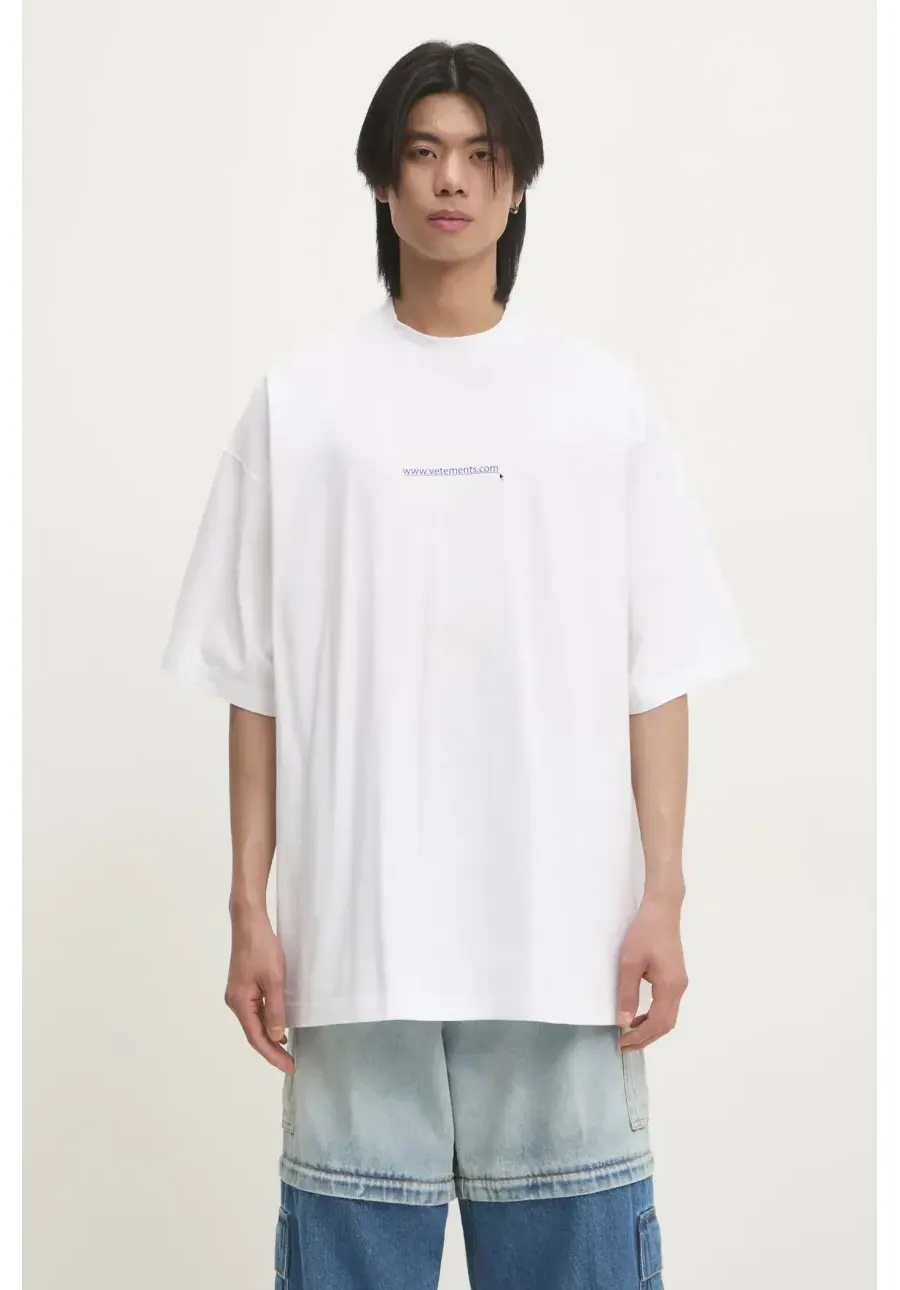 obrazek 1 VETEMENTS t-shirt bawełniany Website Oversized kolor biały z nadrukiem UA66TR735W