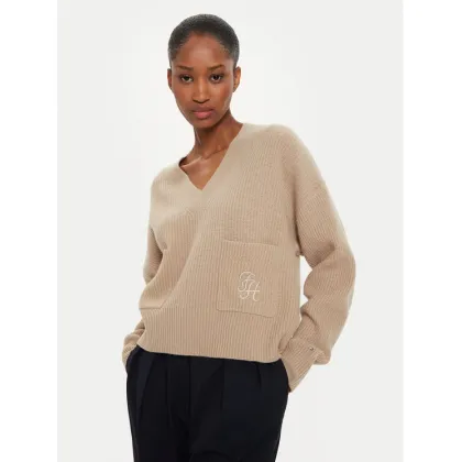 Zdjęcie Tommy Hilfiger Sweter Script Soft WW0WW42149 Beżowy Relaxed Fit