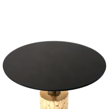 Zdjęcie Stylowy stolik kawowy z mosiężną konstrukcją H.65xDia.65 cm