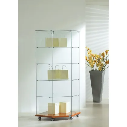 Picture Beautiful, stylish corner display cabinet with a base on wheels