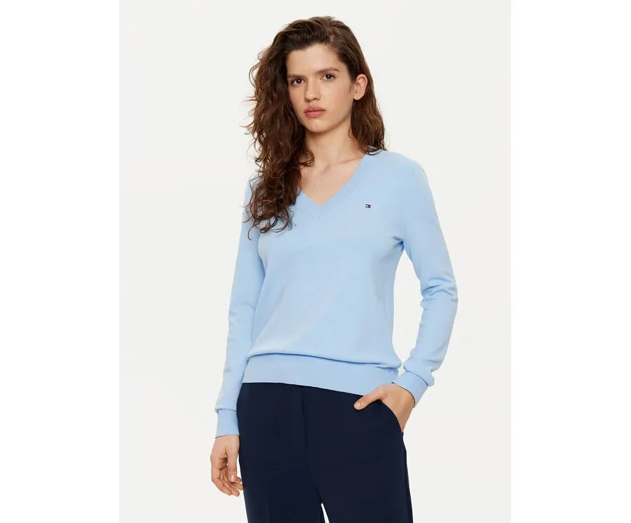 obrazek 1 Tommy Hilfiger Sweter WW0WW40098 Błękitny Regular Fit