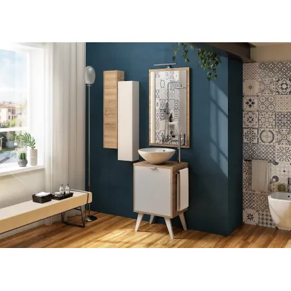 Zdjęcie Minimalistyczny włoski komplet mebli do małej łazienki - Proteo Arredo Bagno
