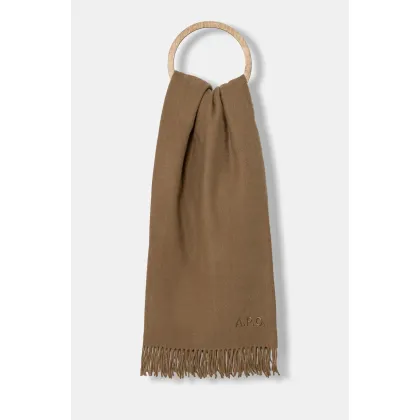 Zdjęcie A.P.C. szalik wełniany Echarpe Alix Brodee kolor brązowy gładki WOAFE-M15170