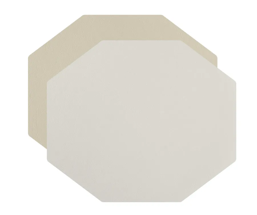 obrazek 1 Stylowa podkładka na stół 44,5x38 cm ze skóry w kolorze białym i waniliowym