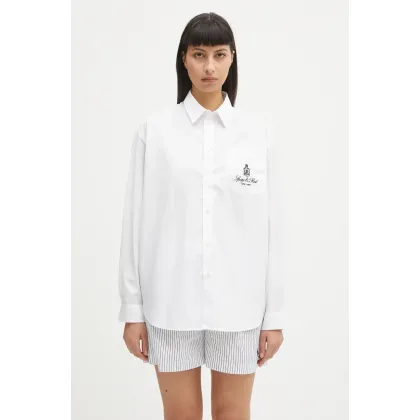 Zdjęcie Sporty & Rich koszula bawełniana Vendome Oversized damska kolor biały relaxed z kołnierzykiem klasycznym SI006606205WH01