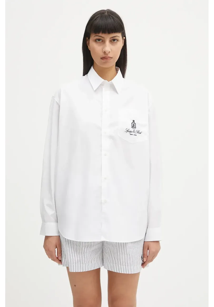 obrazek 1 Sporty & Rich koszula bawełniana Vendome Oversized damska kolor biały relaxed z kołnierzykiem klasycznym SI006606205WH01