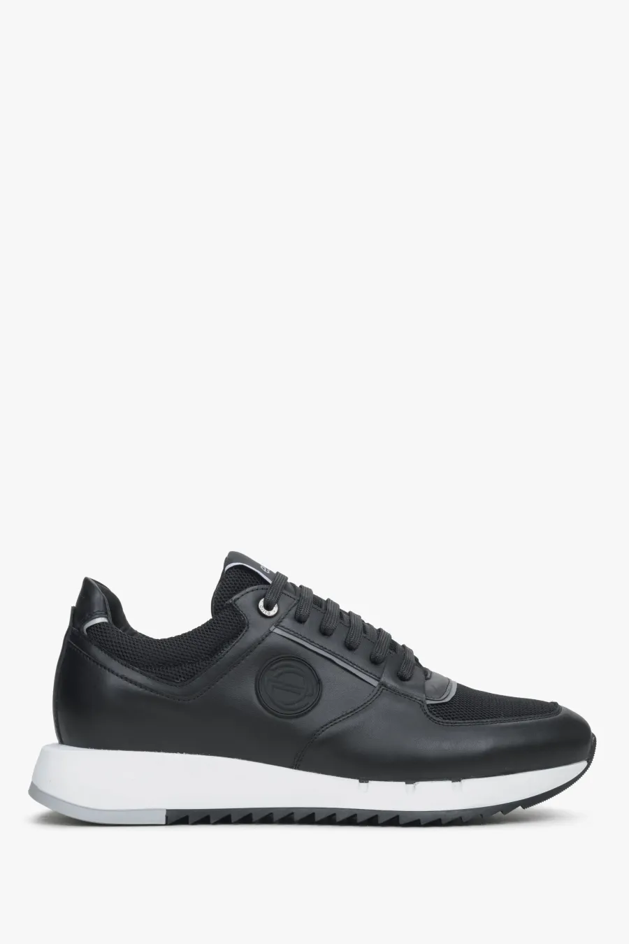 obrazek 1 Estro: Czarne skórzane sneakersy męskie z elastyczną podeszwą