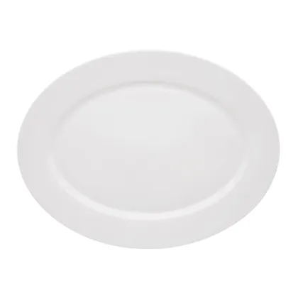 Zdjęcie Biały średni owalny talerz z kolekcji Spirit White ze zdobieniem w zakrzywione delikatne linie - Vista Alegre