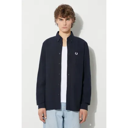 Zdjęcie Fred Perry koszula bawełniana męska kolor granatowy regular z kołnierzykiem button-down M5516.608