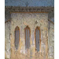 Zdjęcie Krzysztof Trzaska, obraz Stary klasztor z cyklu Pejzaże, akryl/płótno, 70x60, 2016