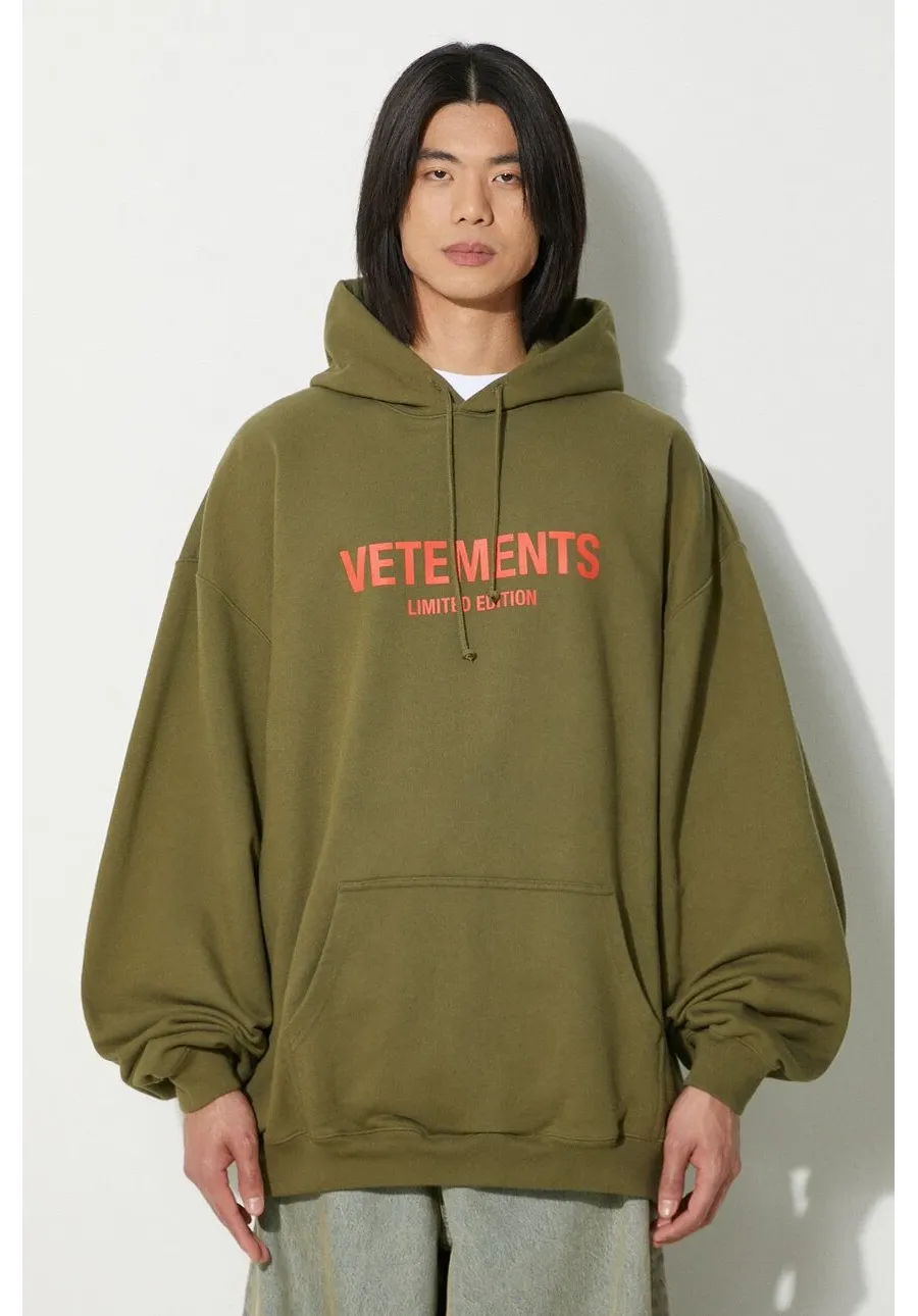 obrazek 1 VETEMENTS bluza Limited Edition Logo Hoodie kolor zielony z kapturem z nadrukiem UE64HD600Z