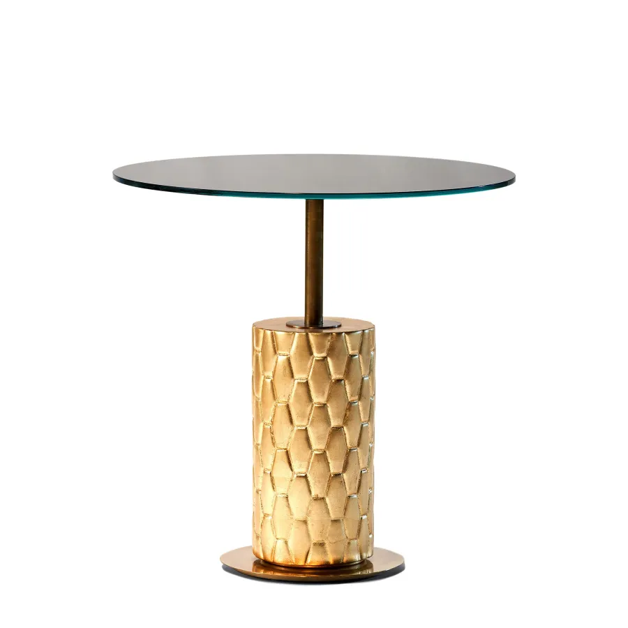 obrazek 2 Stylowy stolik kawowy z mosiężną konstrukcją H.65xDia.65 cm