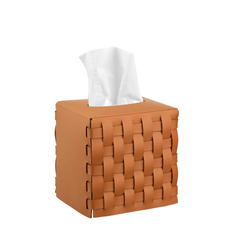 obrazek 1 Stylowe pudełko na chusteczki 12x12xH12 cm w kolorze karmelowego brązu