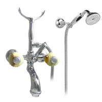 Picture Bathtub set with double-sided outdoor shower - with ceramic head - Officina Nicolazzi