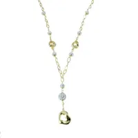 Picture Necklace with resin balls and sapphires with a perforated heart, cm.45