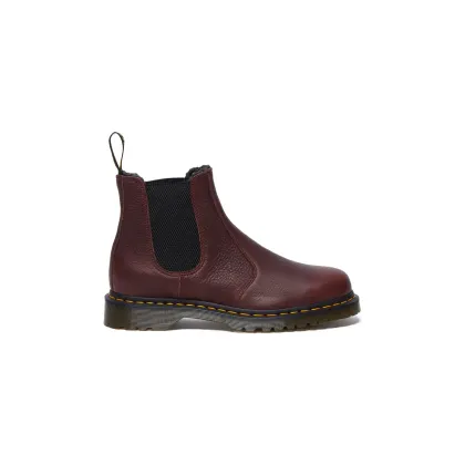 Zdjęcie Dr. Martens workery 2976 WL kolor bordowy na płaskim obcasie ocieplone DM31874600