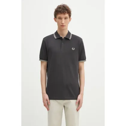 Zdjęcie Fred Perry polo bawełniane kolor szary z aplikacją M3600.V56