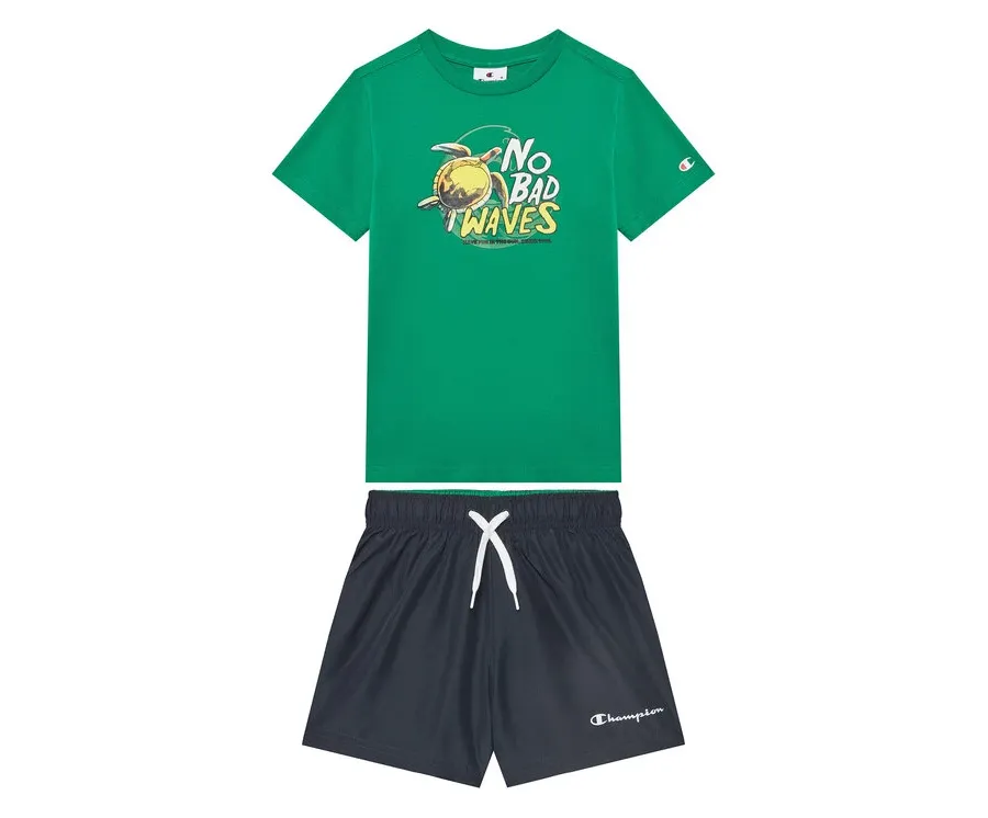 obrazek 1 Champion Komplet t-shirt i spodenki 307063 Zielony Regular Fit