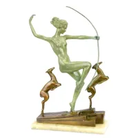 Picture Stylish bronze sculpture of Diana with greyhounds