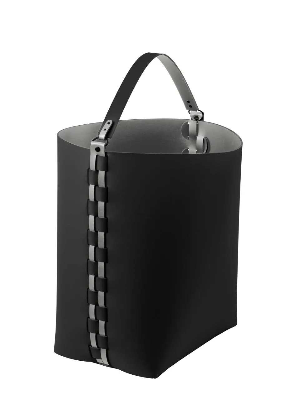 obrazek 1 Klasyczny czarny koszyk Helena 35x30xH45 cm z odpinanym uchwytem