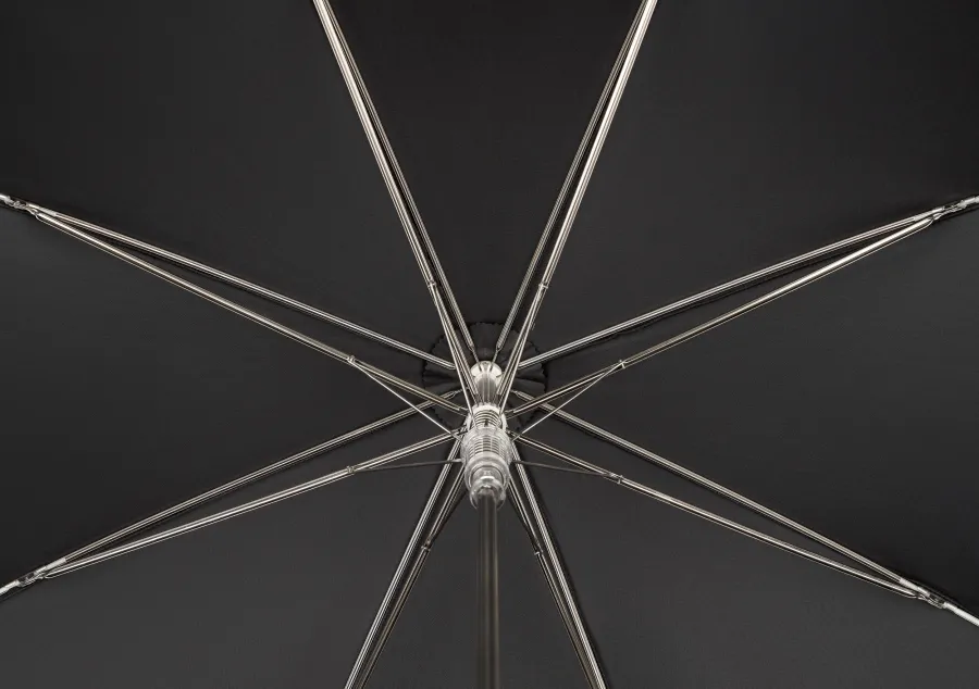 obrazek 6 Ekskluzywny czarny parasol męski Ø110xL95 cm z plecioną skórzaną rączką