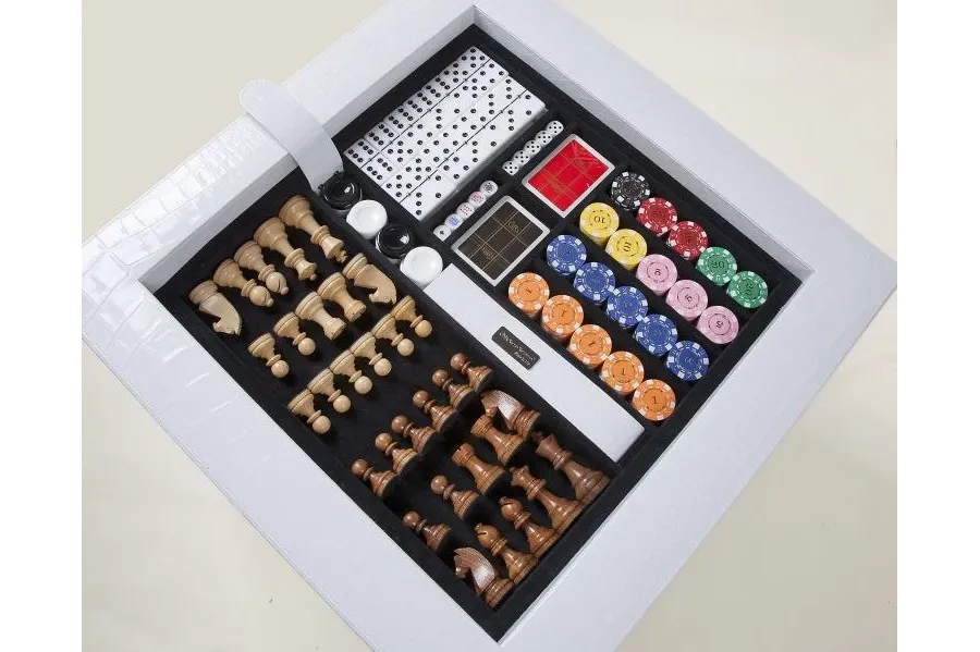 obrazek 1 Biało-skórzany stół multigame przystosowany do wielu gier