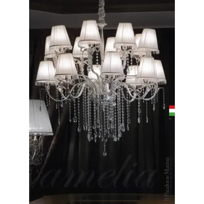 Zdjęcie Wspaniały żyrandol z 16 światłami z odlewanego mosiądzu i bogatych kryształowych wisiorków - Il Paralume Marina