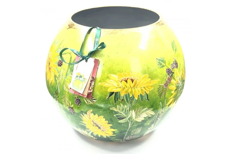 obrazek 3 Ekskluzywny duży zielony wazon kulowy - idealny jako prezent