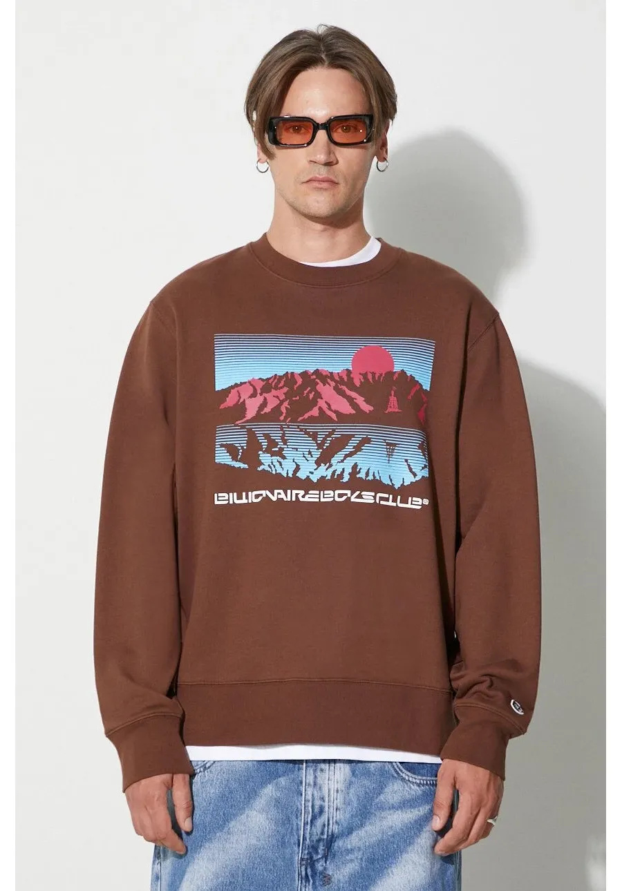 obrazek 1 Billionaire Boys Club bluza bawełniana MOUNTAINSCAPE CREWNECK męska kolor brązowy z nadrukiem B23337
