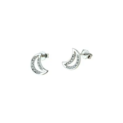 Zdjęcie Kolczyki z cyrkoniami i perforowanymi półksiężycami o wymiarach 10x8mm.