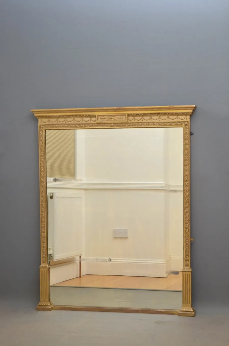 obrazek 5 Wiktoriańskie lusterko ścienne pozłacane, z oryginalną płytą lustrzaną - antyk
