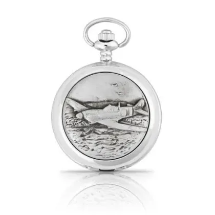 Zdjęcie Mechaniczny zegarek kieszonkowy z myśliwcem Hurricane – prezent dla mężczyzny