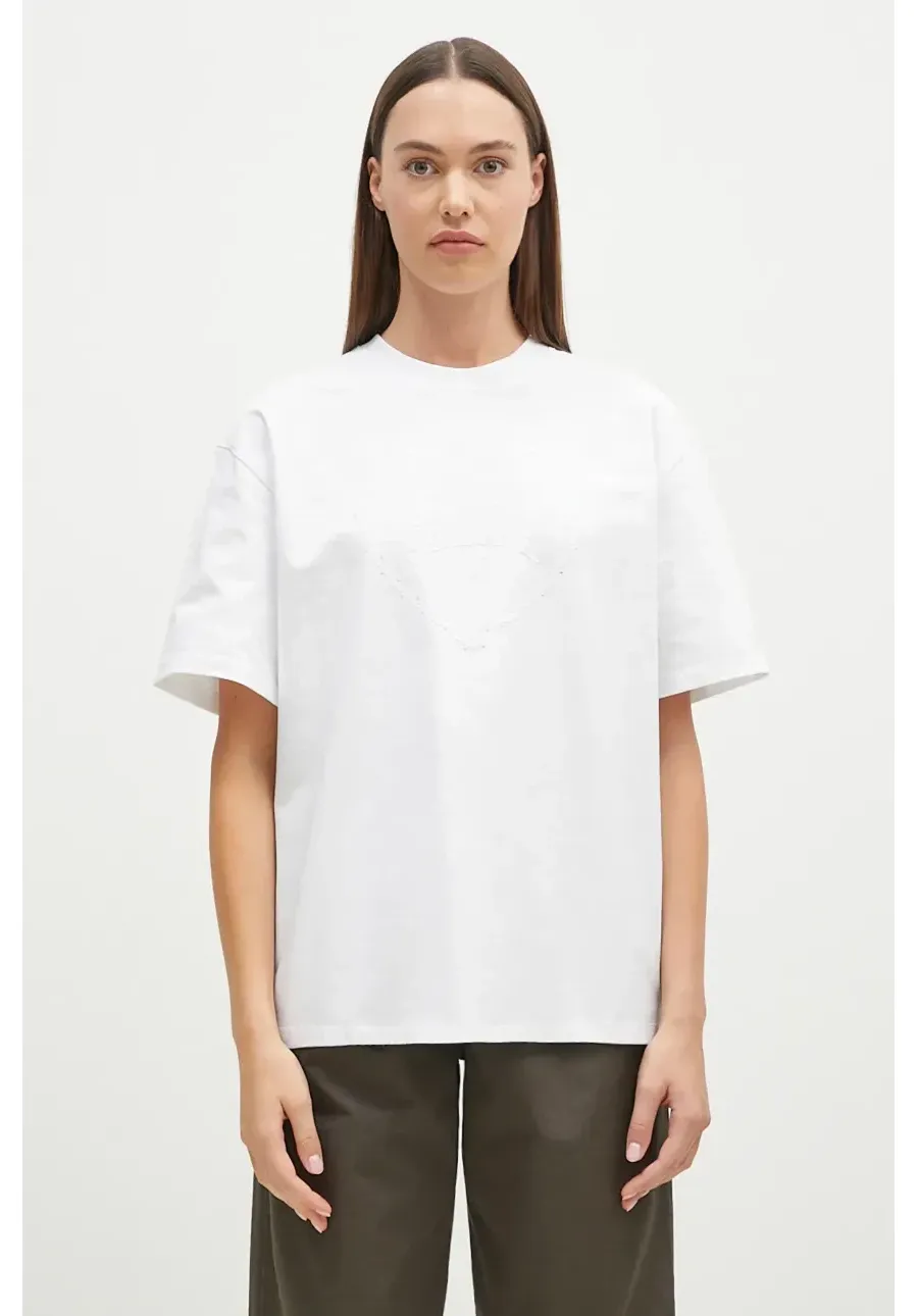 obrazek 1 GANNI t-shirt bawełniany Heavy Cotton Drop Shoulder Heart damski kolor biały T4033