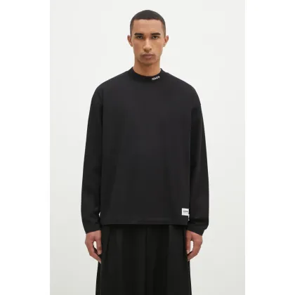 Zdjęcie NEIGHBORHOOD longsleeve bawełniany ClaSSic Mockneck Longsleeve kolor czarny gładki 242FPNH.CSM09