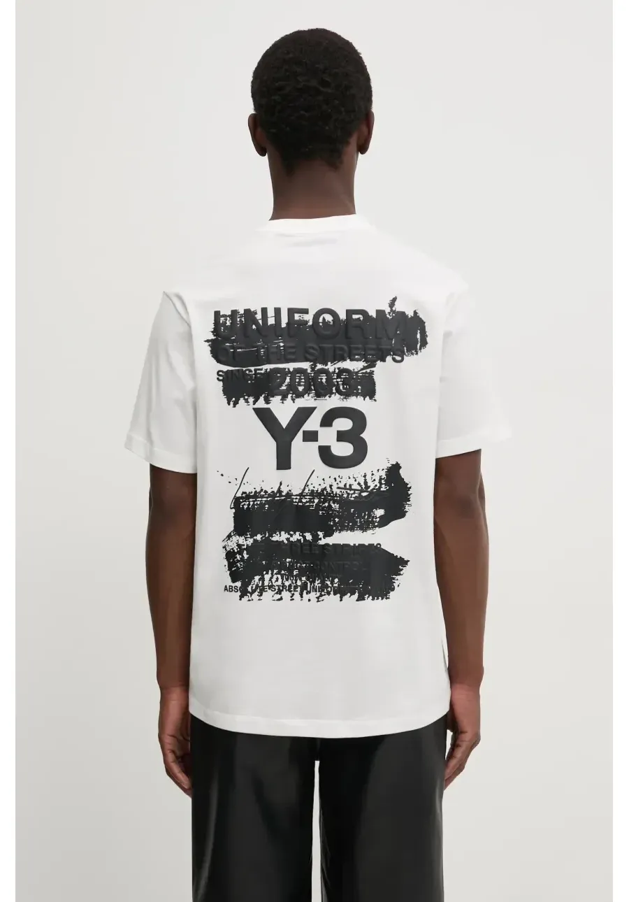 obrazek 1 Y-3 t-shirt bawełniany Graphic SS Tee kolor biały z nadrukiem JM7815