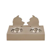 Zdjęcie Skórzany stojak na miski dla psa 40x22xH7,5 cm w kolorze cappuccino